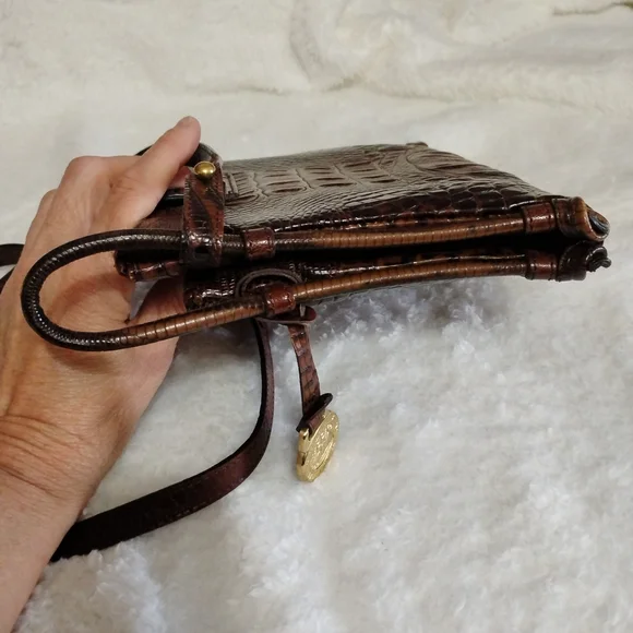 Vintage Brahmin Brown Pecan Melbourne Crossbody Leather String Wallet Organizer - Picture 9 of 13